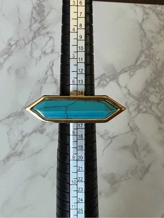 CC Skye Turquoise Hexagonal Gold-Trim Ring - Picture 4 of 8